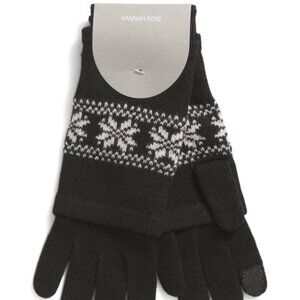 NEW HANNAH ROSE Merino Wool 3 In 1 Glove With Snowflake Fair Isle Pattern 261TN